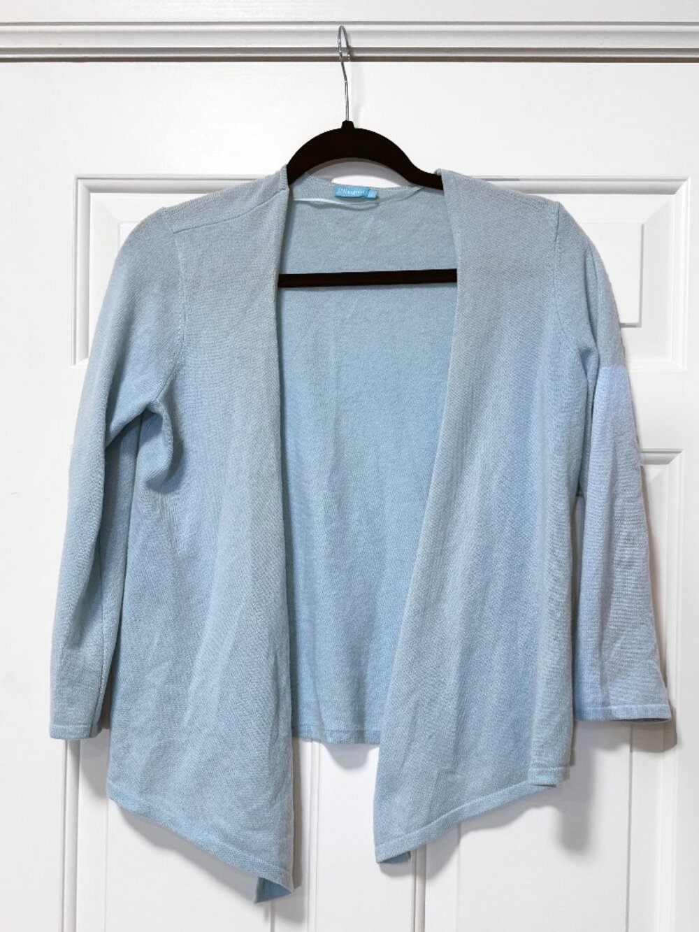 J.McLaughlin 100% Cashmere Open Front Cardigan Sweater Light Blue Size S